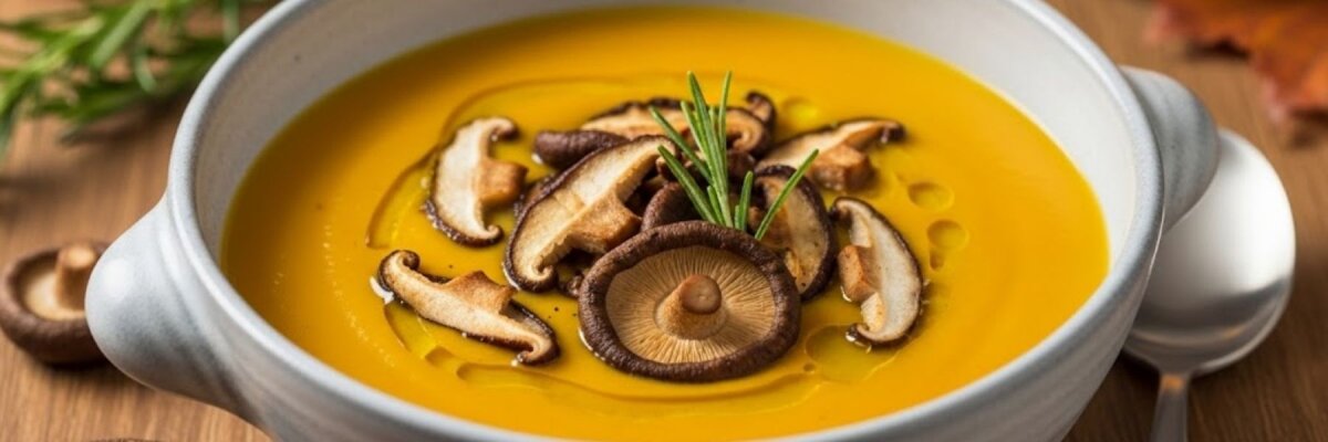 Cremige Kürbissuppe mit Shiitake - Cremige Kürbissuppe mit Shiitake - Rezept
