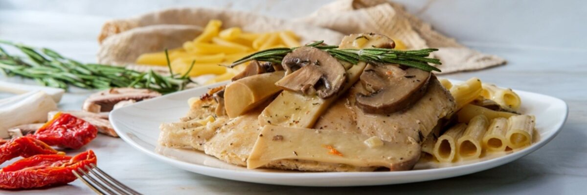 Cremige Kräuterseitling-Pasta - Cremige Kräuterseitling-Pasta - Umami-Soulfood
